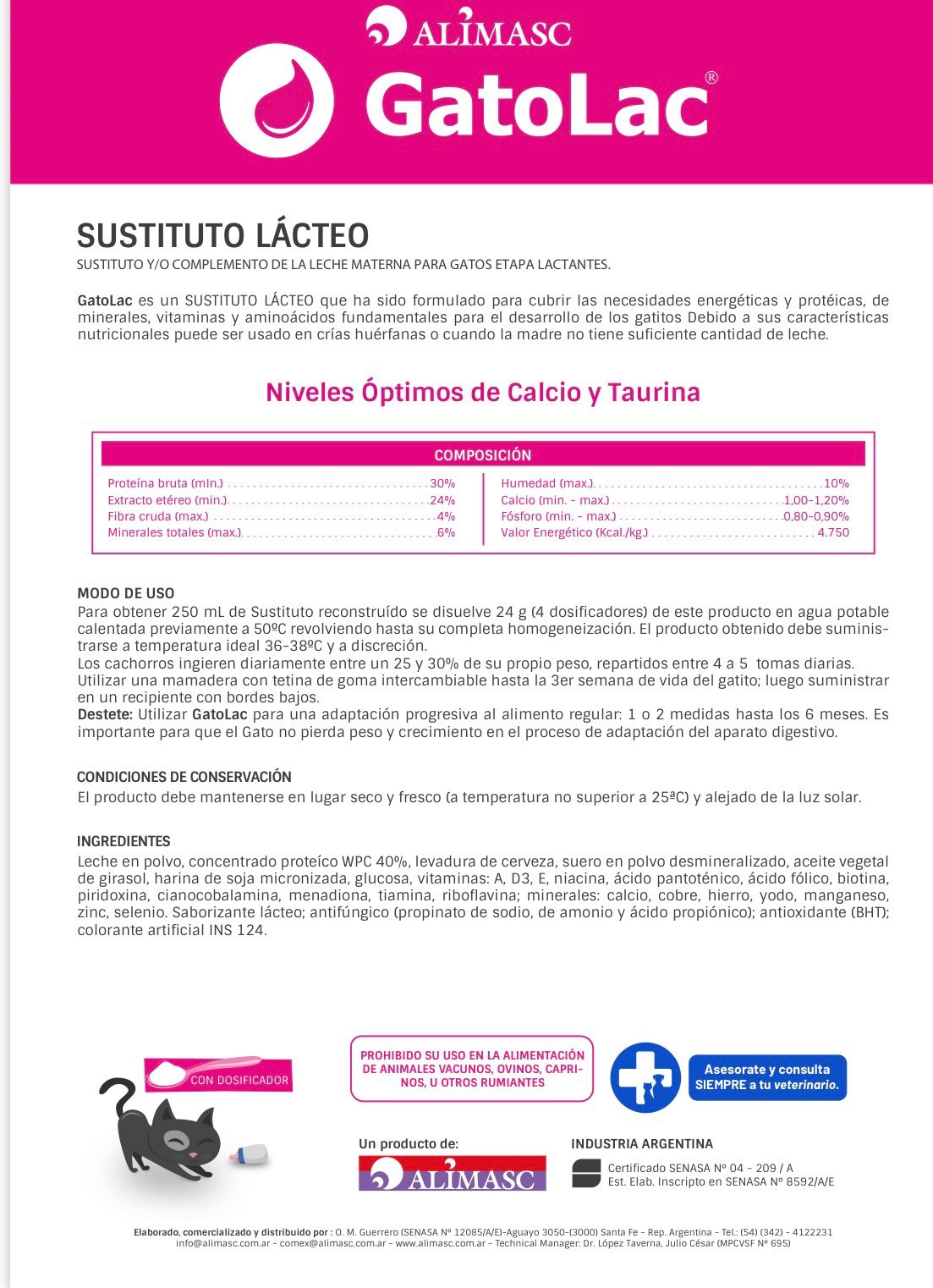 Sustituto lácteo para gatos GATOLAC x 350 grs. - Imagen 3