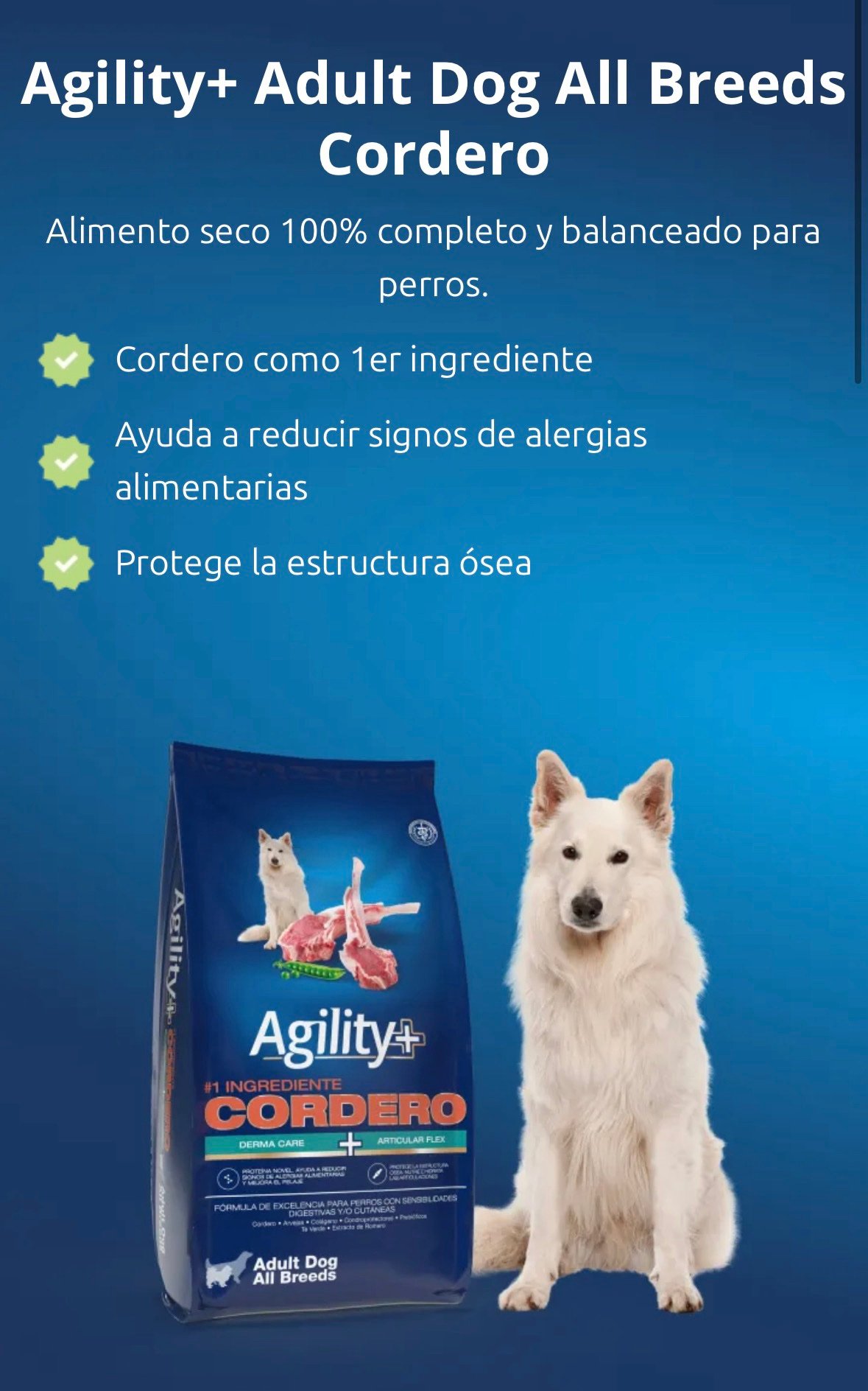 AGILITY PERRO Adulto Cordero y Arroz x 1,5 kgs. - Imagen 2